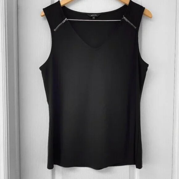 RW&CO - Black Sleeveless Blouse with Decorative Zipper Shoulder - Picture 1 of 7